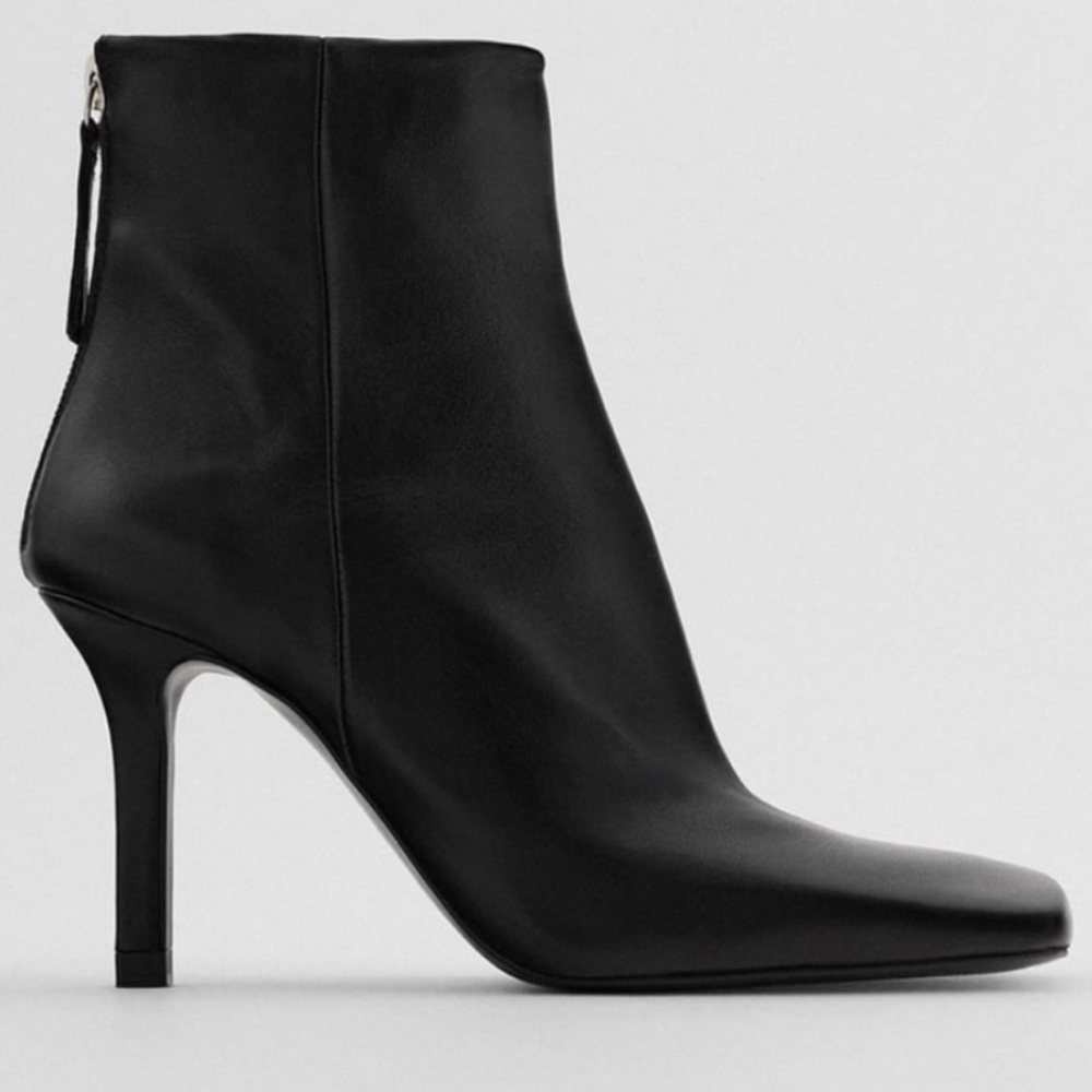 Zara High Heel Leather Ankle Boots